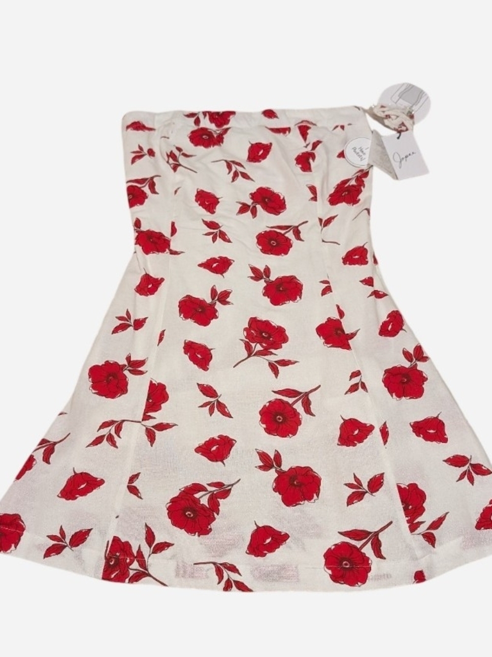 Girls Cream Dress with Red Floral Print